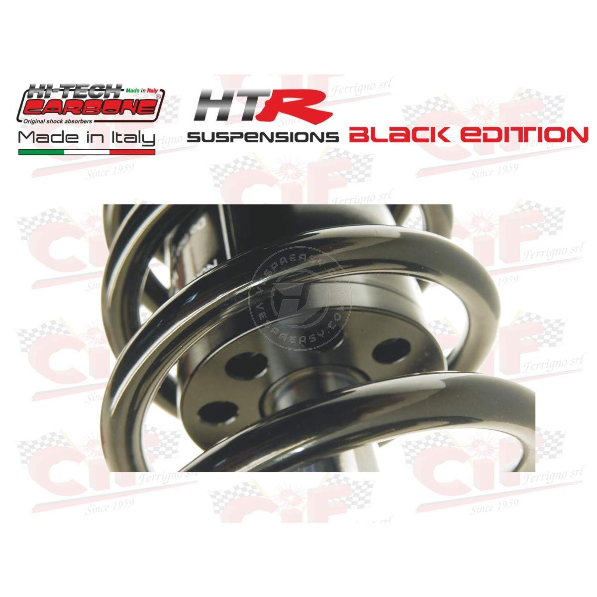 AMMORTIZZATORE ANTERIORE HITECH CARBONE "HTR" OLEOPNEUMATICO A GAS PLURIREGOLABILE - BLACK EDITION - CON PORTACHIAVI DI REGOLAZIONE - VESPA 50 - 90 -125 PRIMAVERA - ET3 - PK 50 - PK 50 XL