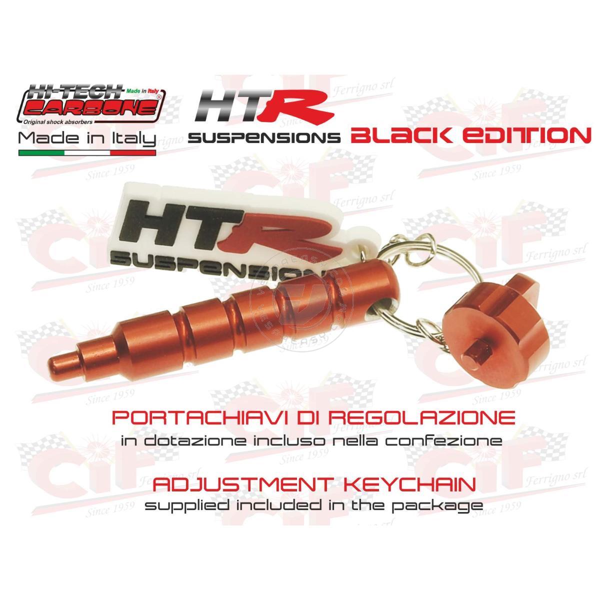 AMMORTIZZATORE ANTERIORE HITECH CARBONE "HTR" OLEOPNEUMATICO A GAS PLURIREGOLABILE - BLACK EDITION - CON PORTACHIAVI DI REGOLAZIONE - VESPA 50 - 90 -125 PRIMAVERA - ET3 - PK 50 - PK 50 XL