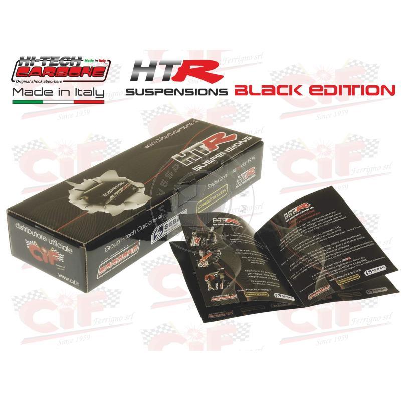 AMMORTIZZATORE ANTERIORE HITECH CARBONE "HTR" OLEOPNEUMATICO A GAS PLURIREGOLABILE - BLACK EDITION - CON PORTACHIAVI DI REGOLAZIONE - VESPA 50 - 90 -125 PRIMAVERA - ET3 - PK 50 - PK 50 XL