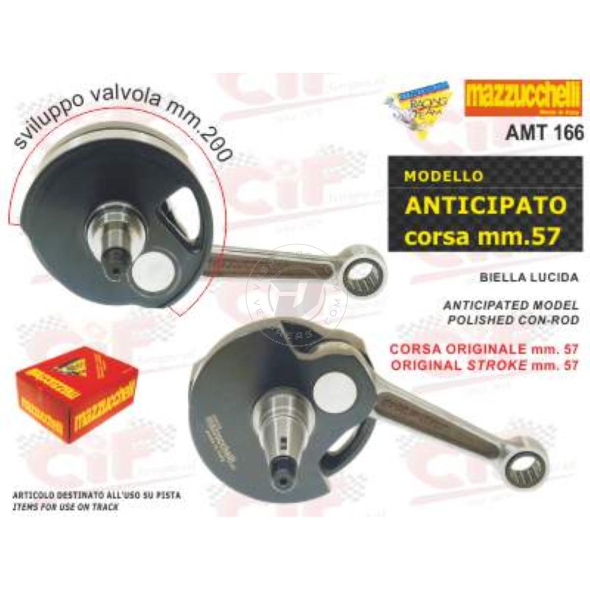 ALBERO MOTORE ANTICIPATO - CORSA mm.57 - BIELLA LUCIDA VESPA PE 200