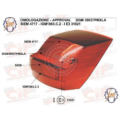 CORPO LUMINOSO "ROSSO" ORIGINALE SIEM OMOLOGATO/MARCATO PER FANALE POSTERIORE