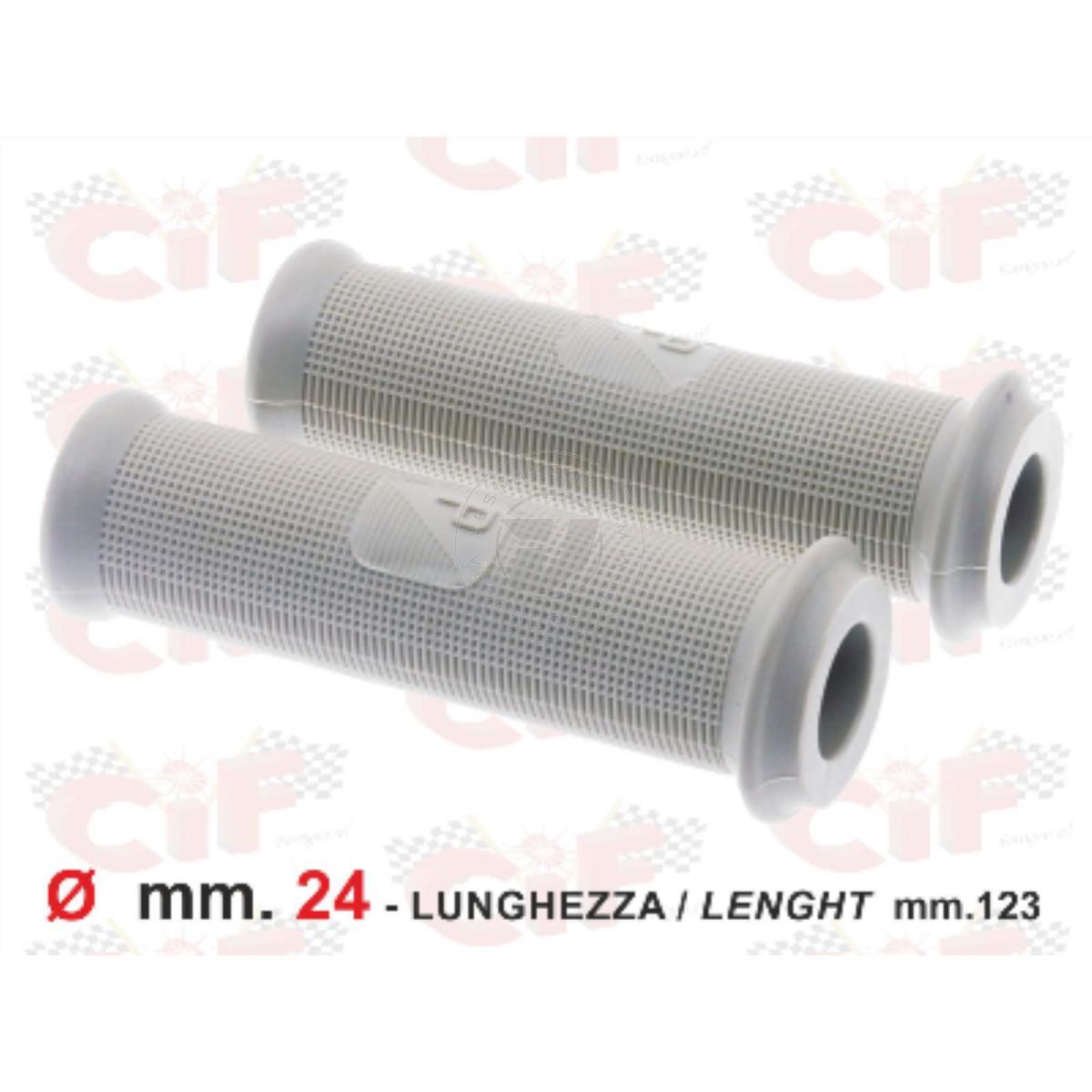 Usa la rotella di scorrimento del mouse per ingrandire l'immagine  Manopole Vespa 50, 90, 125 Primavera, VNB1-2, GT, 150 GL, Super Sprint, 180 SS - grigie logo PIAGGIO rettangolare