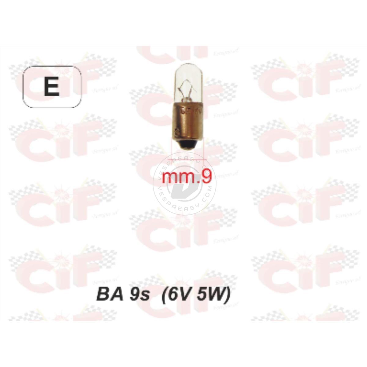 Lampadina 6V/5W, zoccolo: BA9s