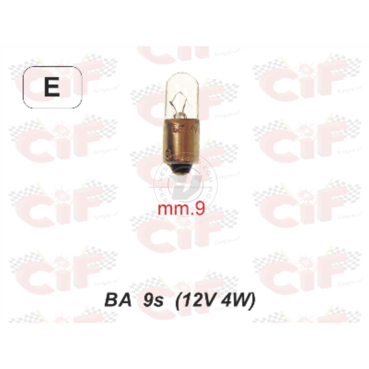 LAMPADINA BA 9s (12V 4W) LUCE POSIZIONE ANTERIORE/ POSTERIORE