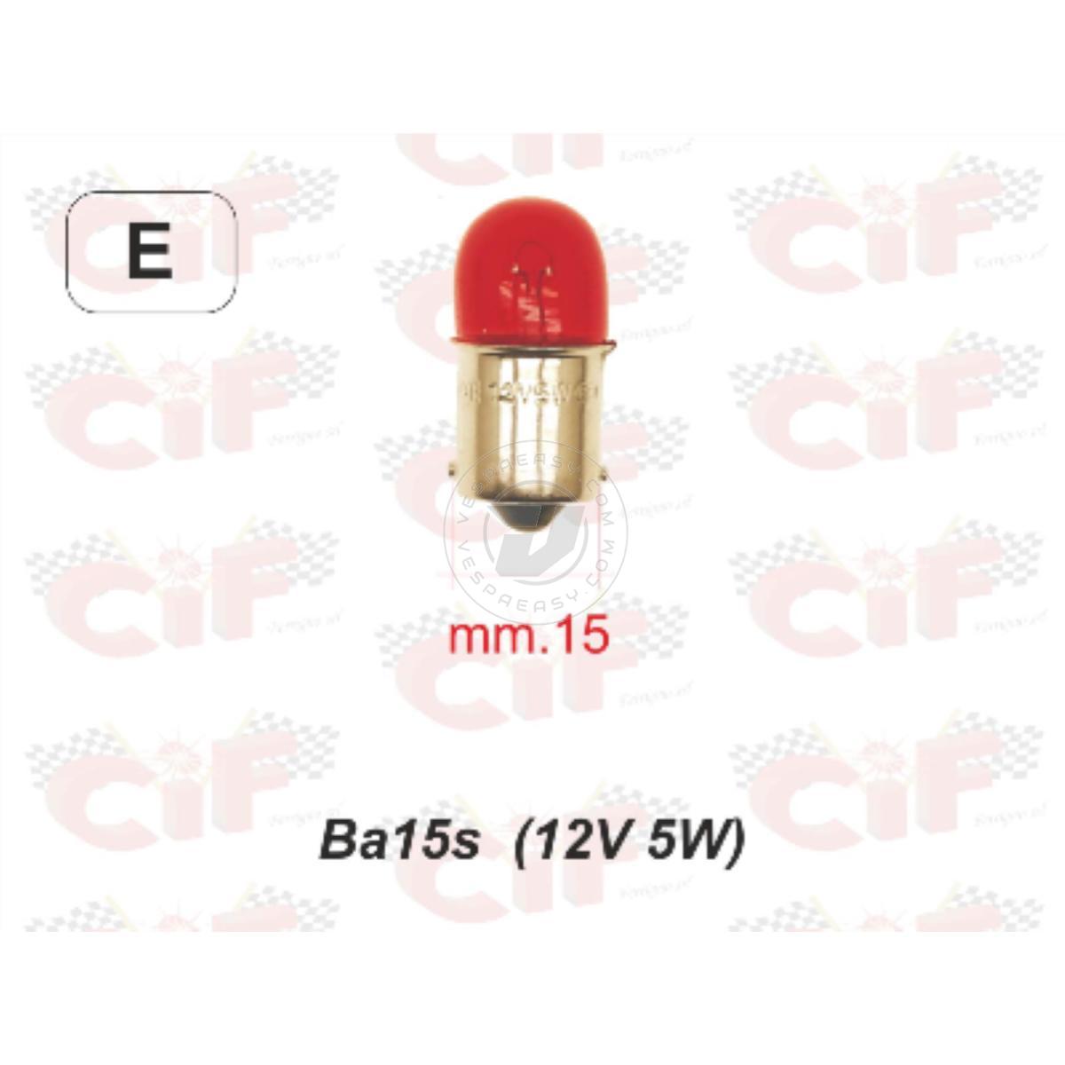 Lampadina 12V 5W BA15S - rossa