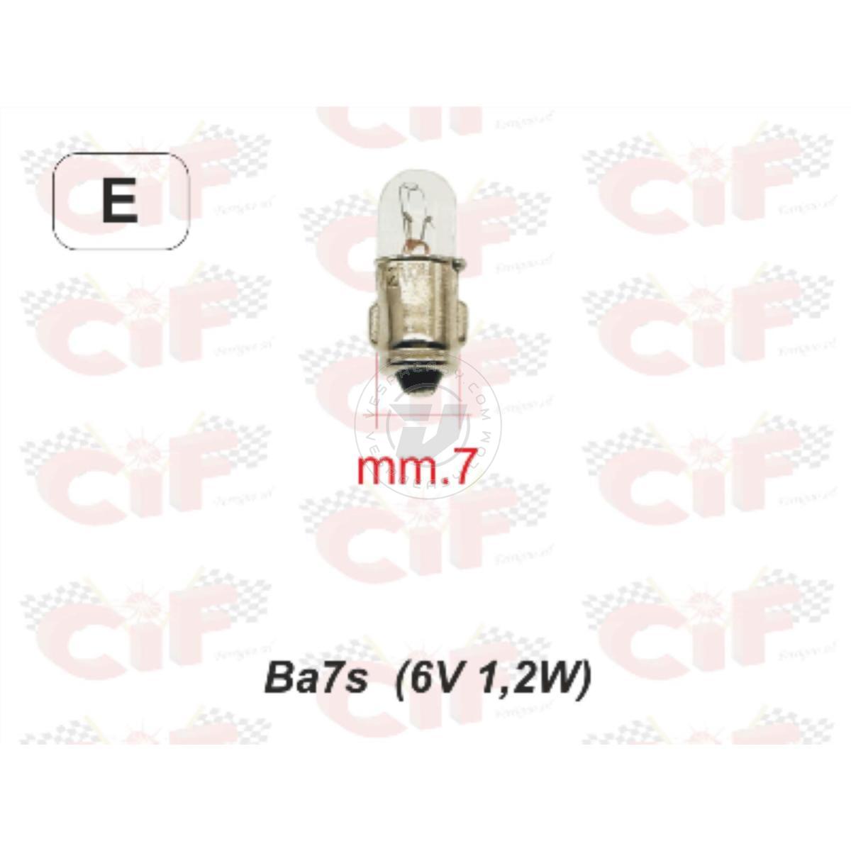 Usa la rotella di scorrimento del mouse per ingrandire l'immagine  Lampadina 6V 1,2W BA7S contakm Vespa PX, PE, 125 GT, VBA, VBB, GL, Sprint, GS VS5, 160 GS, 180 SS