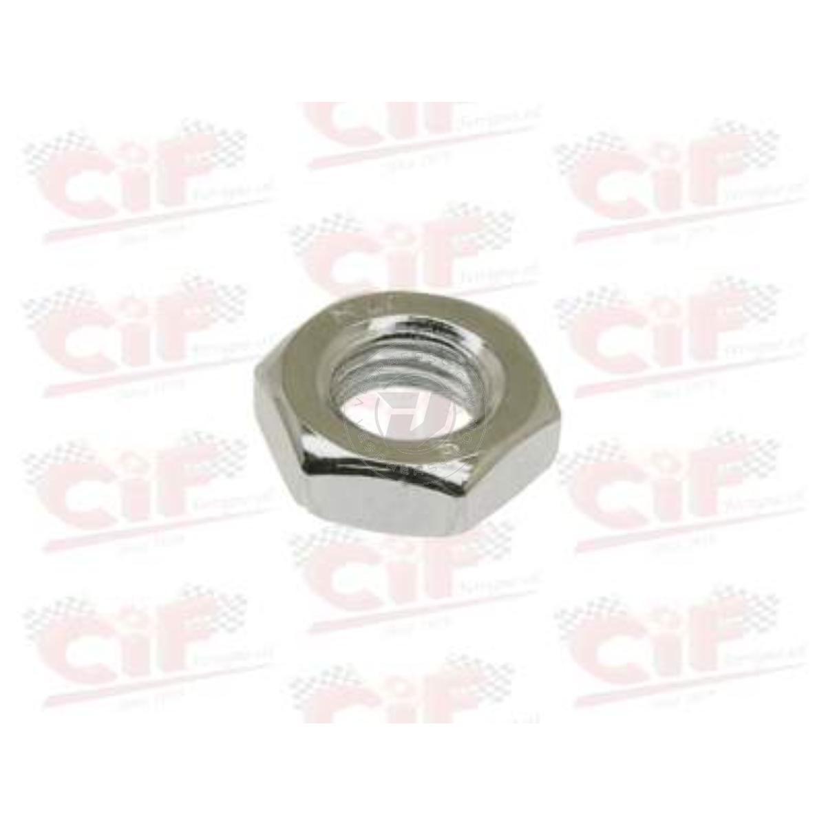 DADO M10x1,25 H6 mm. CHIAVE 17 FISSA AMMORTIZZATORE ANTERIORE ATTACCO SUPERIORE Dado M10x1,25 h=6mm fissaggio superiore ammortizzatore anteriore Vespa PK S, XL, XL2, Automatica, PX, T5, ET2, ET4, LX, LXV, S, GT, GTL, GTV, GTS