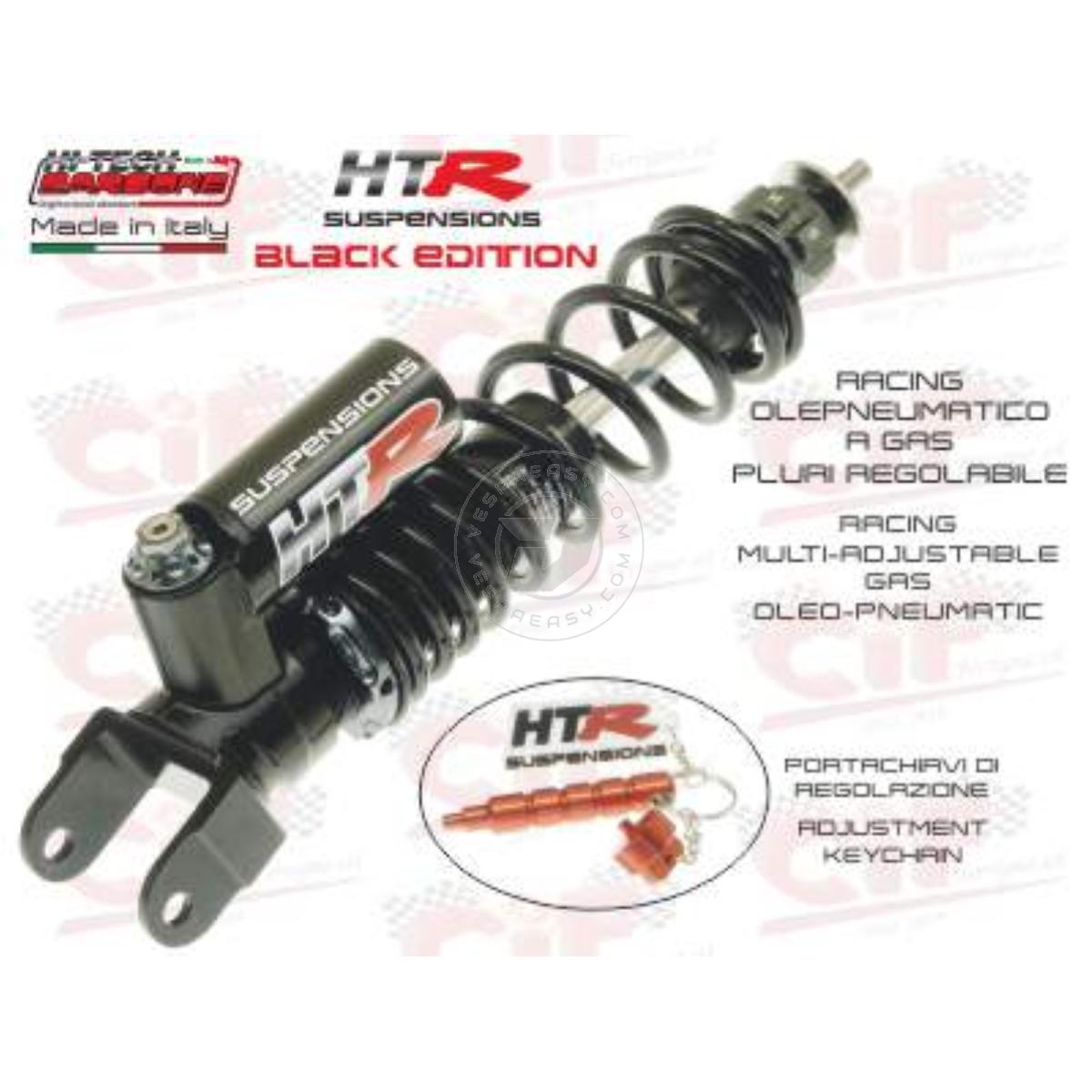 AMMORTIZZATORE POSTERIORE HITECH CARBONE "HTR" OLEOPNEUMATICO A GAS PLURIREGOLABILE - BLACK EDITION - CON PORTACHIAVI DI REGOLAZIONE - VESPA - prodotto servito in scatola