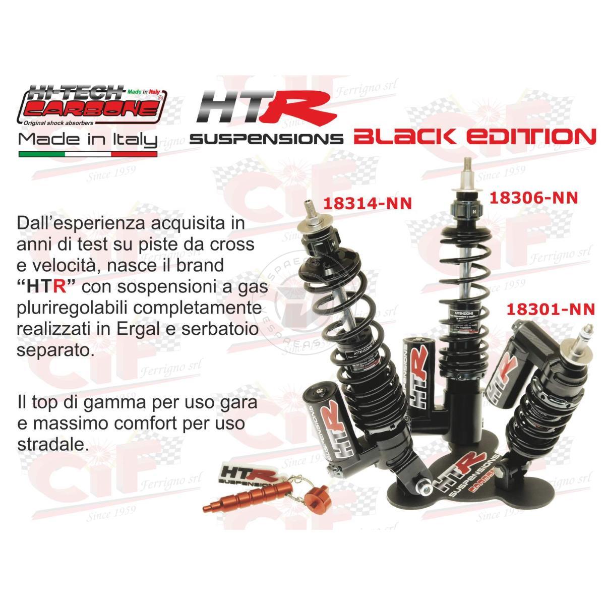 AMMORTIZZATORE POSTERIORE HITECH CARBONE "HTR" OLEOPNEUMATICO A GAS PLURIREGOLABILE - BLACK EDITION - CON PORTACHIAVI DI REGOLAZIONE - VESPA - prodotto servito in scatola