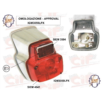 FANALE POSTERIORE originale "SIEM" completo di guarnizione - VESPA 90/90 SPRINT/125 PRIMAVERA