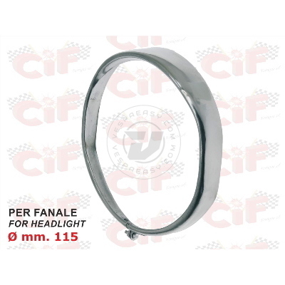 GHIERA FANALE ANTERIORE Ø mm.115 in acciaio INOX - VESPA 50/90SS/90R/125 PRIMAVERA/ET3/125/SUPER 125/150
