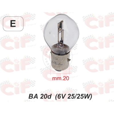 Lampadina biluce 6V 25/25W BA20D anteriore vespa 90 125 et3 gt sprint 200 rally , struzzo