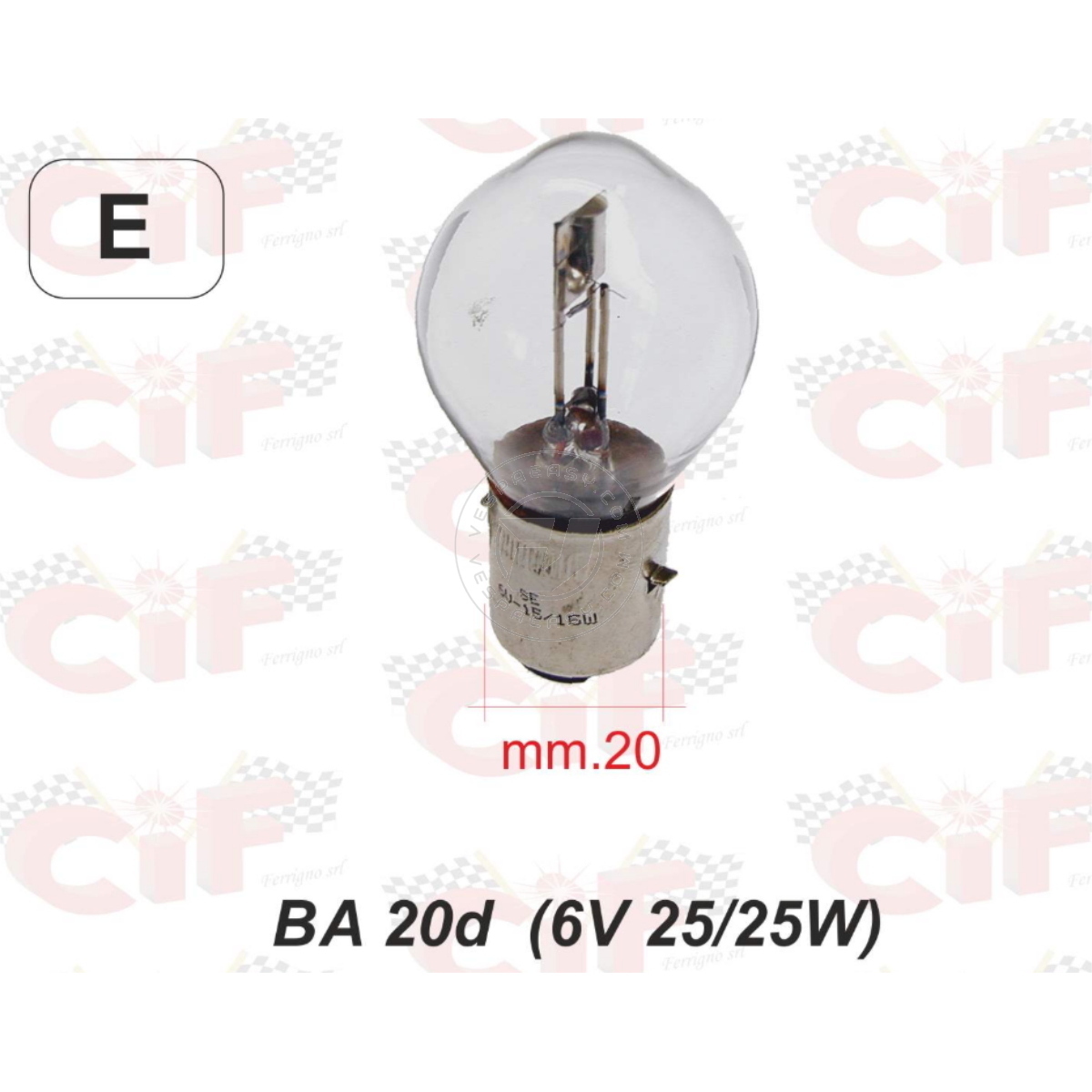 Lampadina biluce 6V 25/25W BA20D anteriore vespa 90 125 et3 gt sprint 200 rally , struzzo