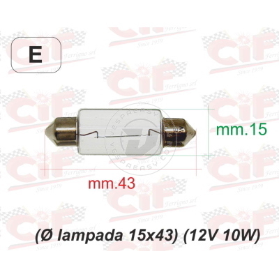 Lampadina a siluro 12V 18W , 15x43
