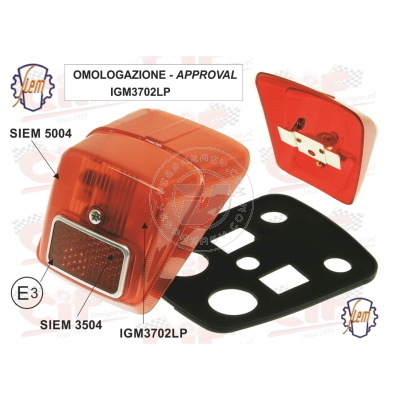 Fanale posteriore SIEM completo per Vespa 50 N/L/R V5A1T dal 49126, con guarniione nera
