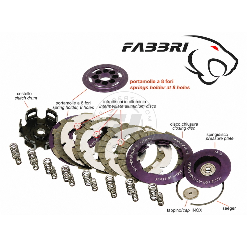 Frizione FABBRI RACING FB36 Vespa 50, 90, 125 ET3 Primavera, PK